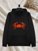 Men'S New Trendy Autumn Winter Hooded Sweatshirt, Casual Daily Drawstring Hooded Sports Top Red Crab Line Silhouette Creative Desi