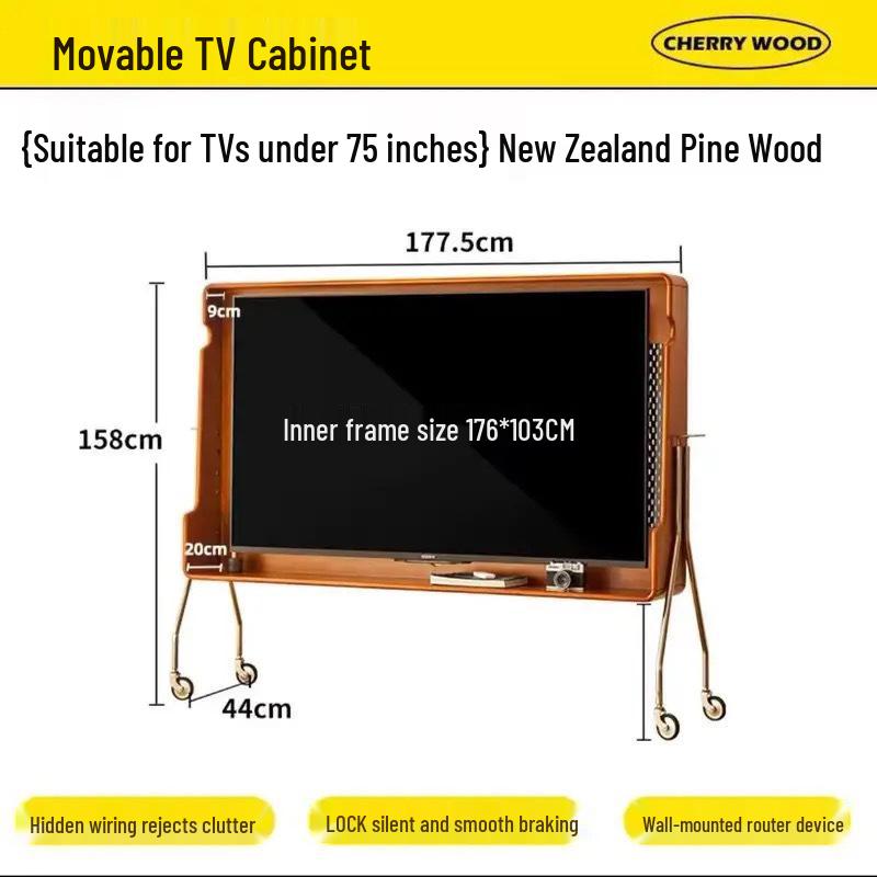 Vintage-Style TV Stand: Retro Movable Cabinet for Small Apartment Bedrooms and Living Rooms