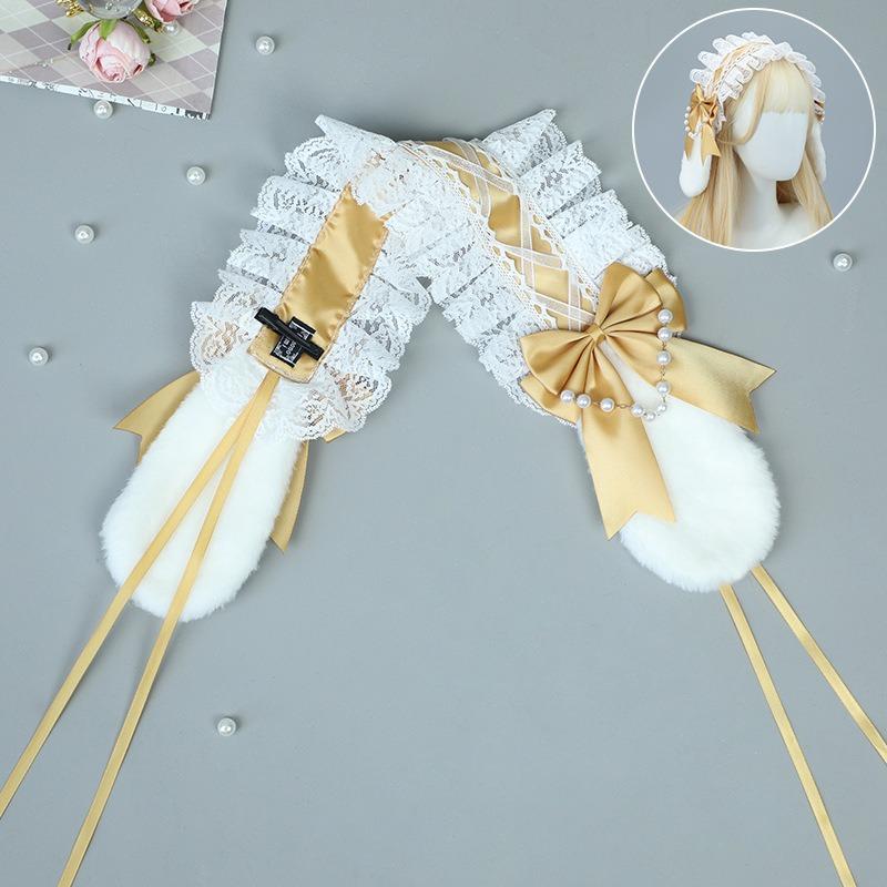 Comic-Con Lolita Rabbit Ears Headband Bow Soft Sister Style Rabbit Ears Hair Accessories Second Dimensional Maid Lady Headdress