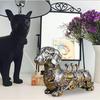 Dachshund Statue and Carved Sculpture Mechanical Punk Style Dachshund Statue Animal Statue Steampunk Modern Home Decor Resin Statue for Coffee Table,