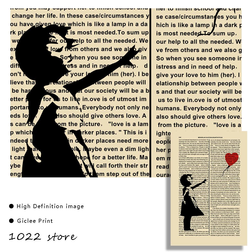 Banksy Balloon Girl Graffiti Poster Disappearing Five Rings Mural Retro Decorative Paintings Wall Art Prints Modern Home Decor