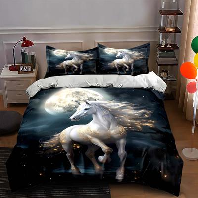 White Horse Design Bedding, Duvet Cover Sets, Duvet Covers, Pillowcases, Birthday Gifts (1 * Duvet Cover 2 * Pillowcases, Without Duvet Insert)