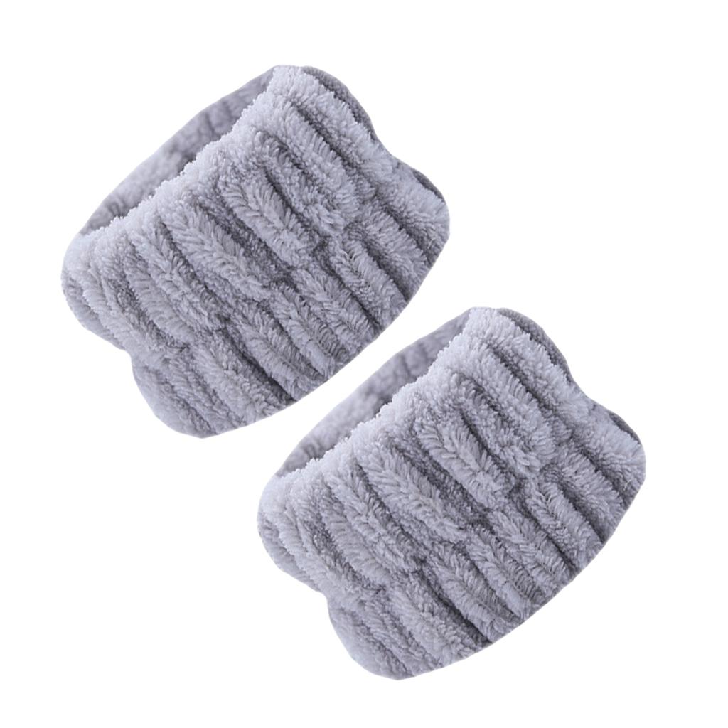 2pcs Microfiber Cuff Wrist Bands Super Soft Absorbent Spa Wristbands for Women Infant Bathing Accessories Face Wash Hair Band