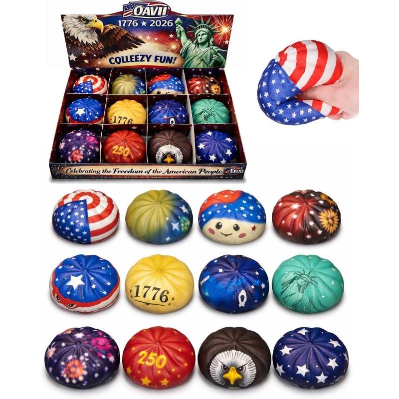

The 250th Anniversary Theme Dumpling Squishy, Patriotic Squeeze Squishy, Dumpling Squishy Stress Ball, Stress Relief Sensory Desk Accessory, one box різнокольоровий