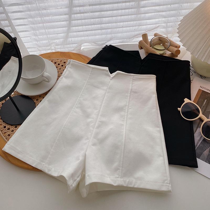

Women s 2025 Summer Black High-Waist Wide Leg Shorts - Korean Slimming Style L