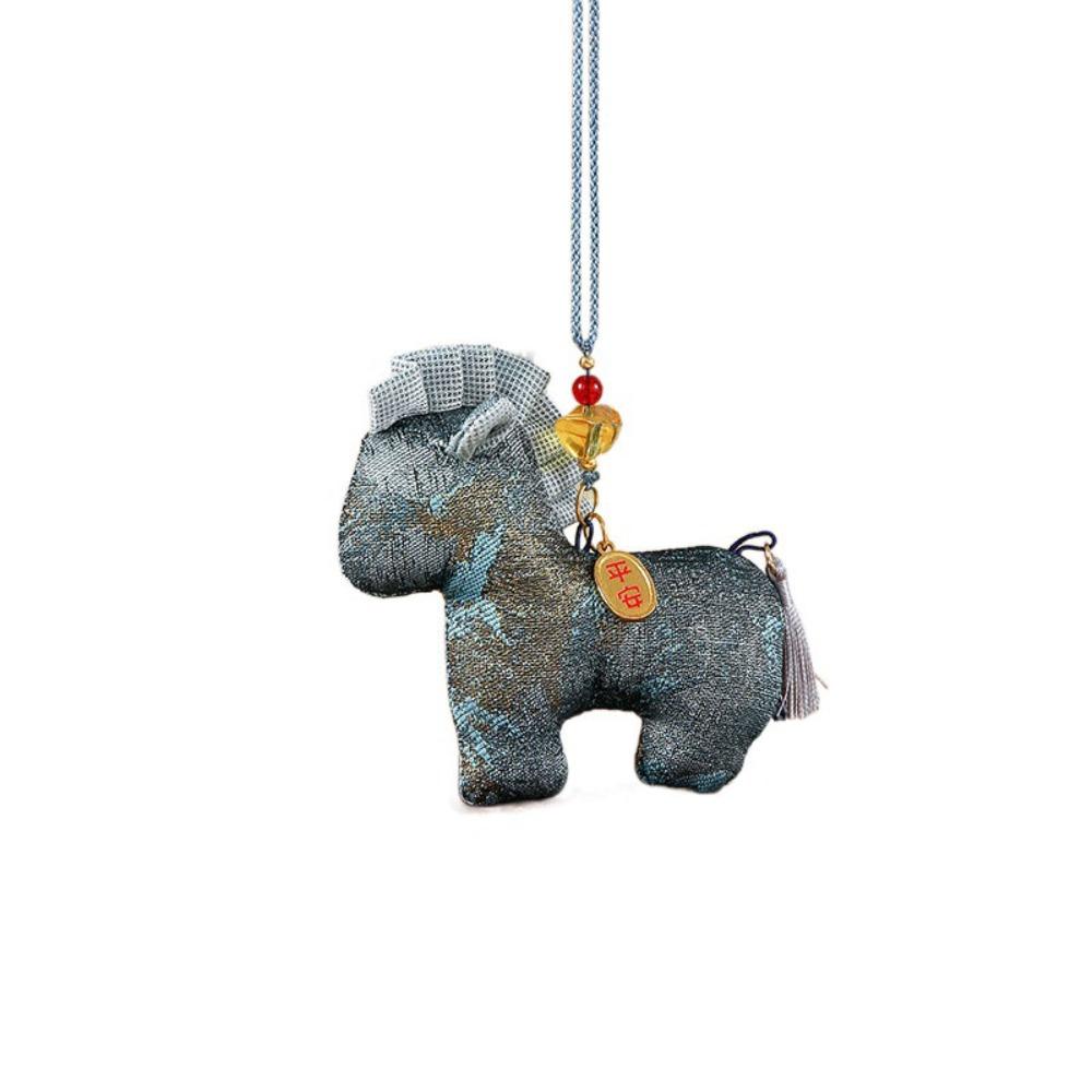 

Refillable Mascot Pony Pendant Brocade Bag Horse Hanging Decoration Photography Props синій