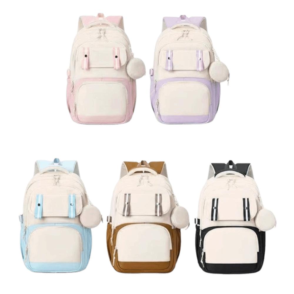 Multiple Pockets Student Backpack Korean Style Shoulders Bag Fashion Student School Bag Girls