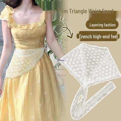 Lace Layered Belt Jeans with Silk Scarf Bandana for Travel
