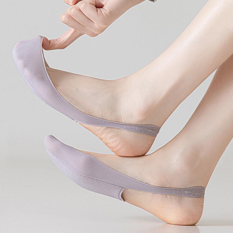 Chaussettes Pantoufles Femme Respirantes Été Chaussures à Talons Hauts Chaussettes Invisibles Ne Se Voyant Pas Femme Silicone Antidérapantes Coupe Basse Cheville Chaussettes Bateau