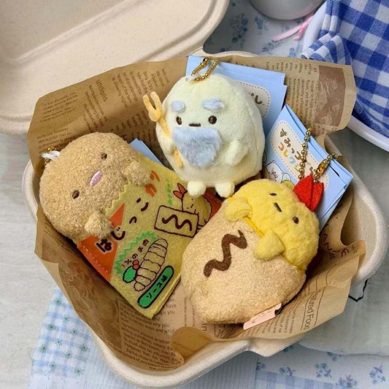 Cartoon Sumikko Gurashi Plush Toy Keychains Stuffed Animals Kawaii San-x Ebifurai No Shippo Tonkatsu Butter Grandpa Bag Hanging