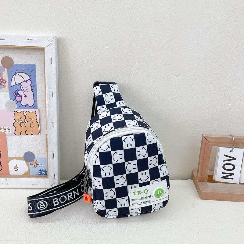 

Crossbody Bag with Fashionable and Unique Check Pattern Small Clutch Bag with Cute Baby Print Shoulder Bag чёрный