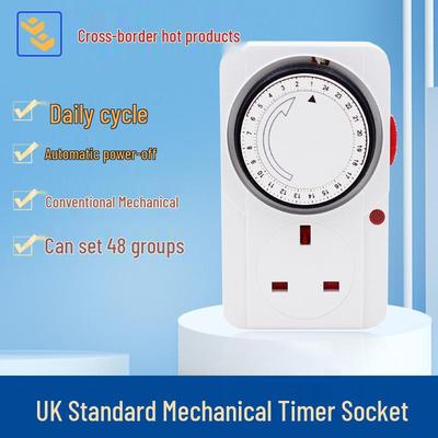 UK 13A Mechanical Timer Socket: 24-Hour Automatic Power On/Off Controller