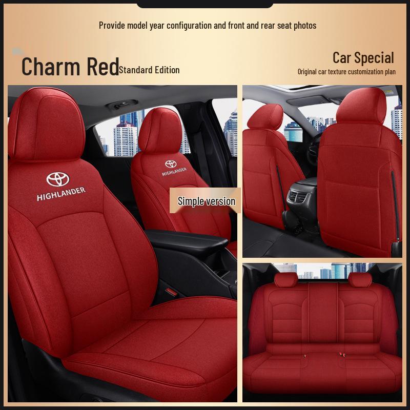 Toyota Highlander All-Season Pure Linen 5-Seat Full Back Wrap Car Cushion with Logo