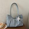 2026 New Korean Style Polka Dot Tote Bag, Silver Star Charm, Large Capacity Commuter Shoulder Bag for Women, Versatile Casual Tote Bag