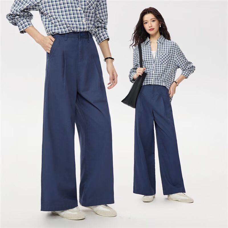 GIORDANO Unisex Pure Cotton Pleated Wide-Leg Casual Pants