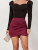 Suede Solid Color Buttocks Wrapped Skirt Pleated Irregular Zippered Short Skirt for Women's Clothing