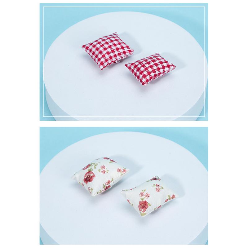 2Pcs 1:12 Dollhouse Mini Furniture Cloth Sofa Pillow Doll House Home Furnishings