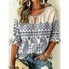 Women's Beige Paisley & Ethnic Print Tie Front Blouse, Casual Loose Top for Spring Summer Daily Wear