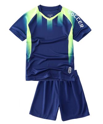 Hiheart Junior Training Wear Summer Short Sleeves and Size 120cm Kids' Soccer/Futsal Set, Boys' Wear, Shorts, Navy,