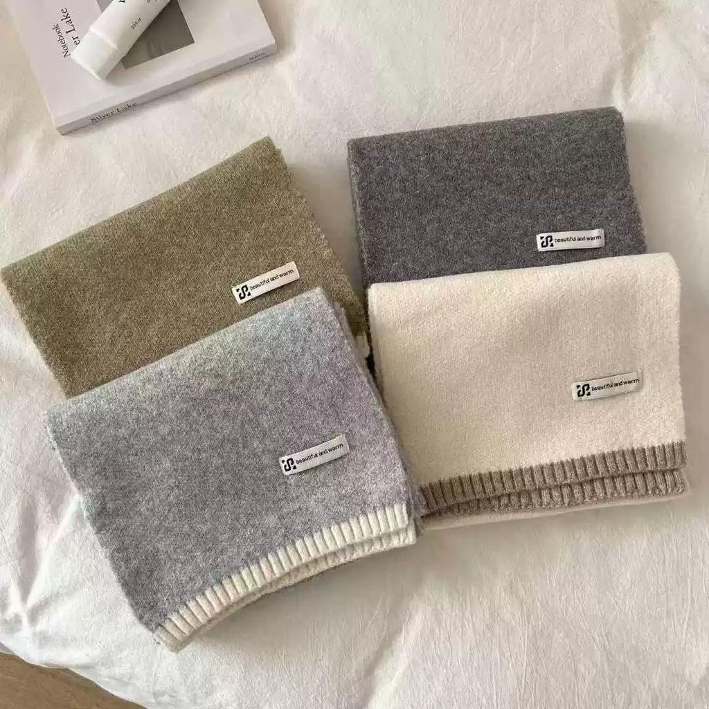 Solid Color Thicken Knitted Versatile Scarf for Women Winter Soft Comfortable Korean Version Warm Shawl for Women Female Outdoor