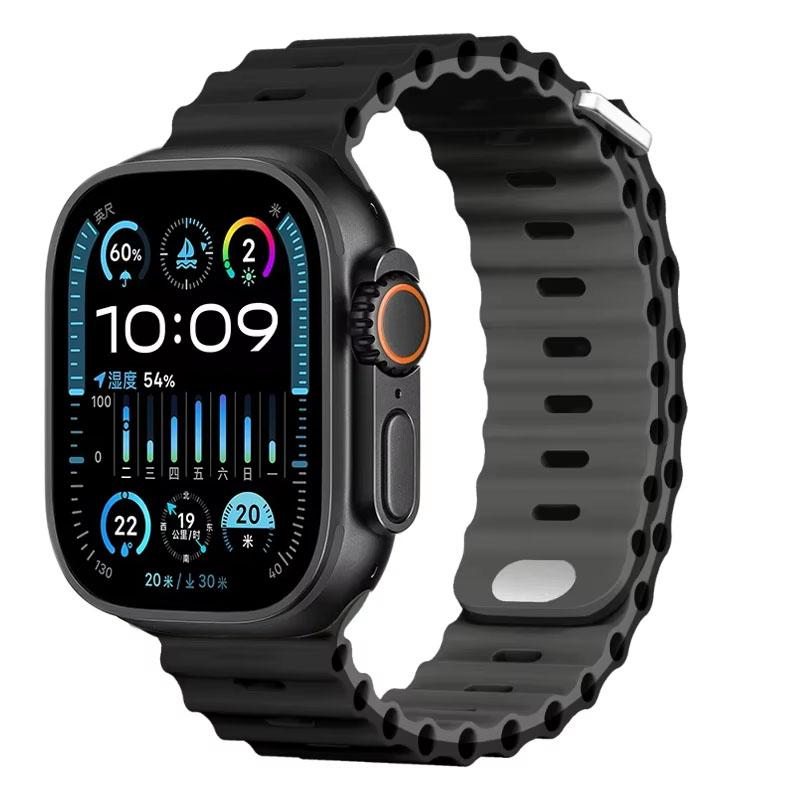 Silicone Ocean Strap For Apple Watch Band Ultra 3/2 49mm 46mm 45mm 42mm 44mm 41mm Sports Bracelet iWatch 11 10 9 8 7 6 5 SE band