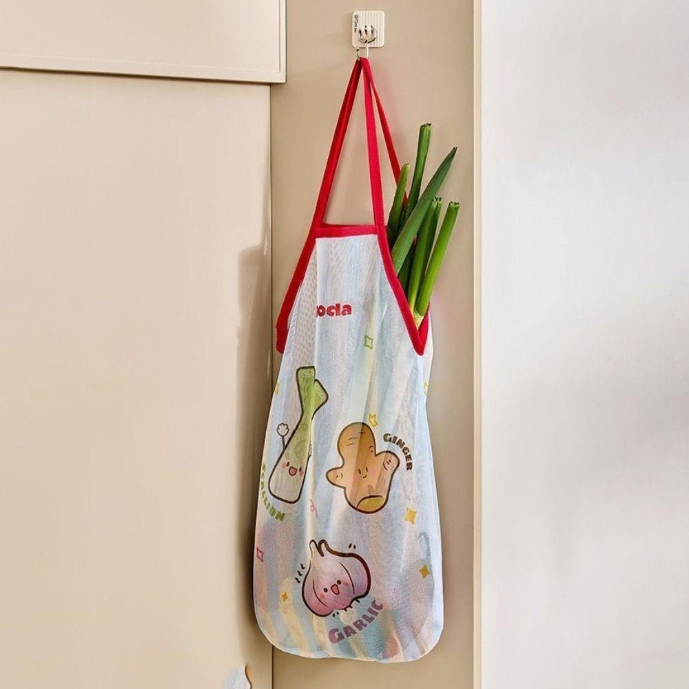 Breathable Kitchen Hanging Bag Cartoon Storage Mesh Bag Fruit Vegetable Storage Bag  for Kitchen