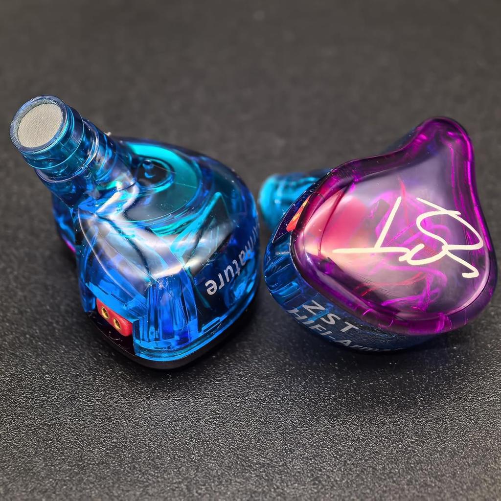 KZ ZST Earphones, 1BA+1DD In-Ear Monitors, Chinese-Made, Noise Cancelling, High-Purity Silver-Plated Cable, 3.5mm Earhook (No Microphone, Colorful)