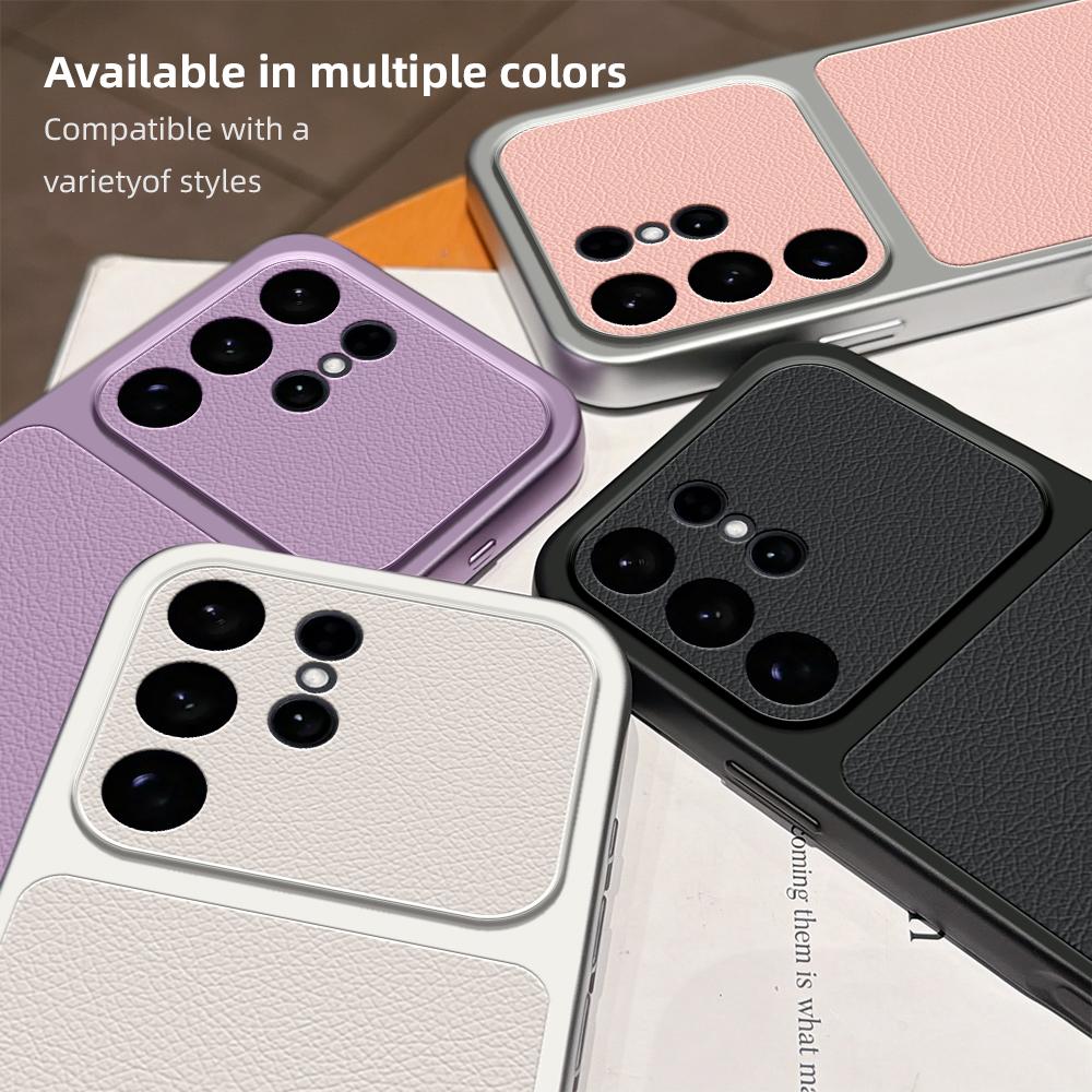 For Samsung Galaxy S22 Ultra Case S21Ultra Cover Leather Case Luxury Lens Protection Phone Case Protect Matte leather Back Cover