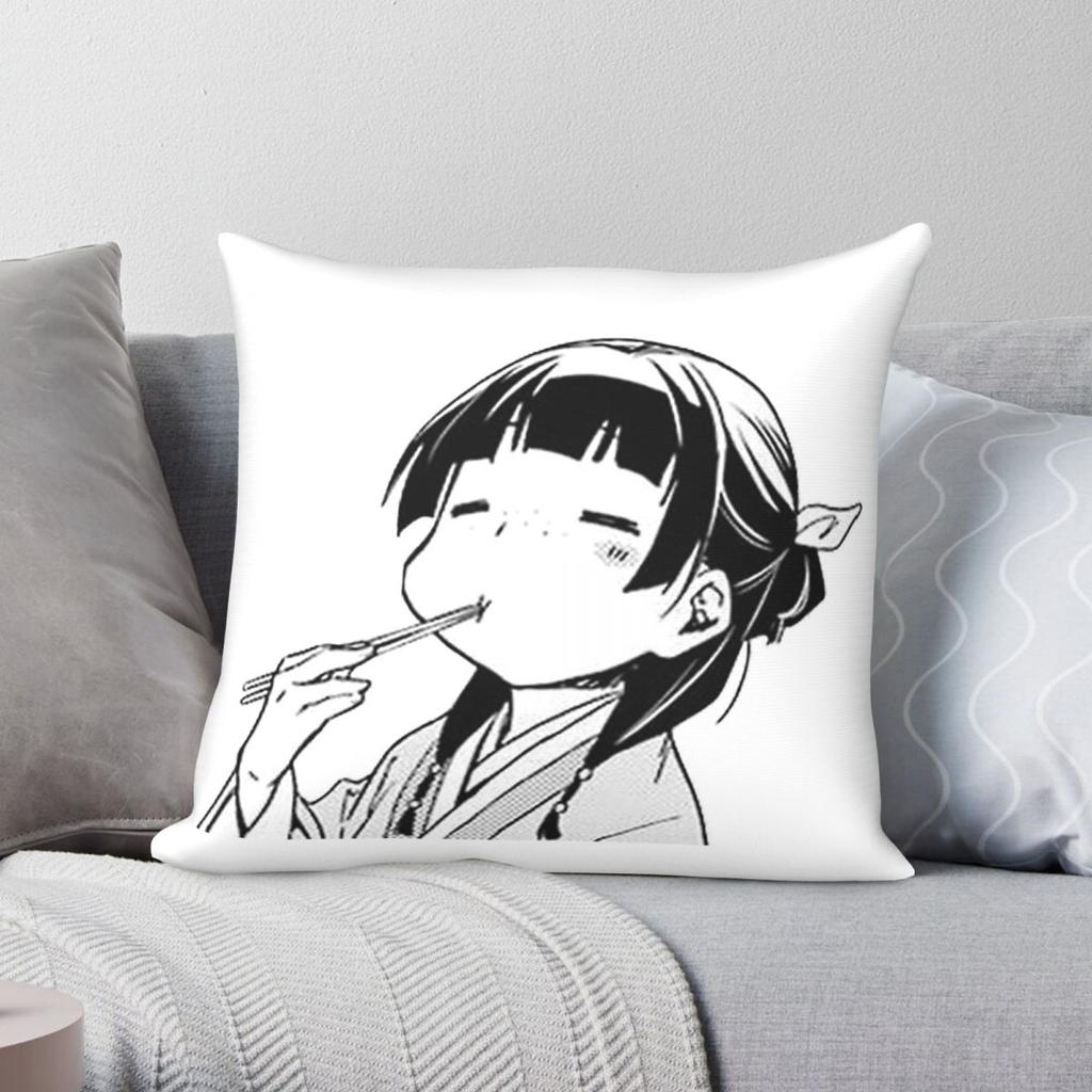 Maomao Eating Apothecary Diaries Square Pillowcase Polyester Linen Velvet Pattern Zip Decor Home Cushion Cover
