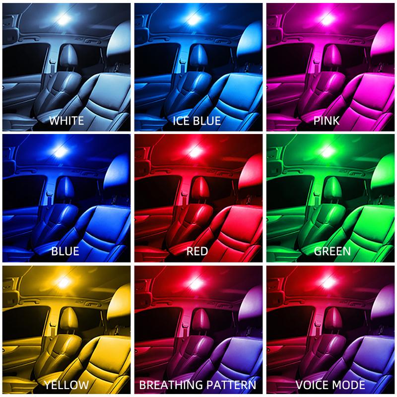 Car LED Touch Light Mini Wireless Car Interior Lighting Magnet Base Car Ceiling Light for Door Foot Trunk Storage USB Charging