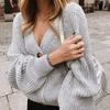Cardigan Lavorato a Maglia Tinta Unita Manica Lunga Poliestere Monopetto Maglione da Donna per Autunno