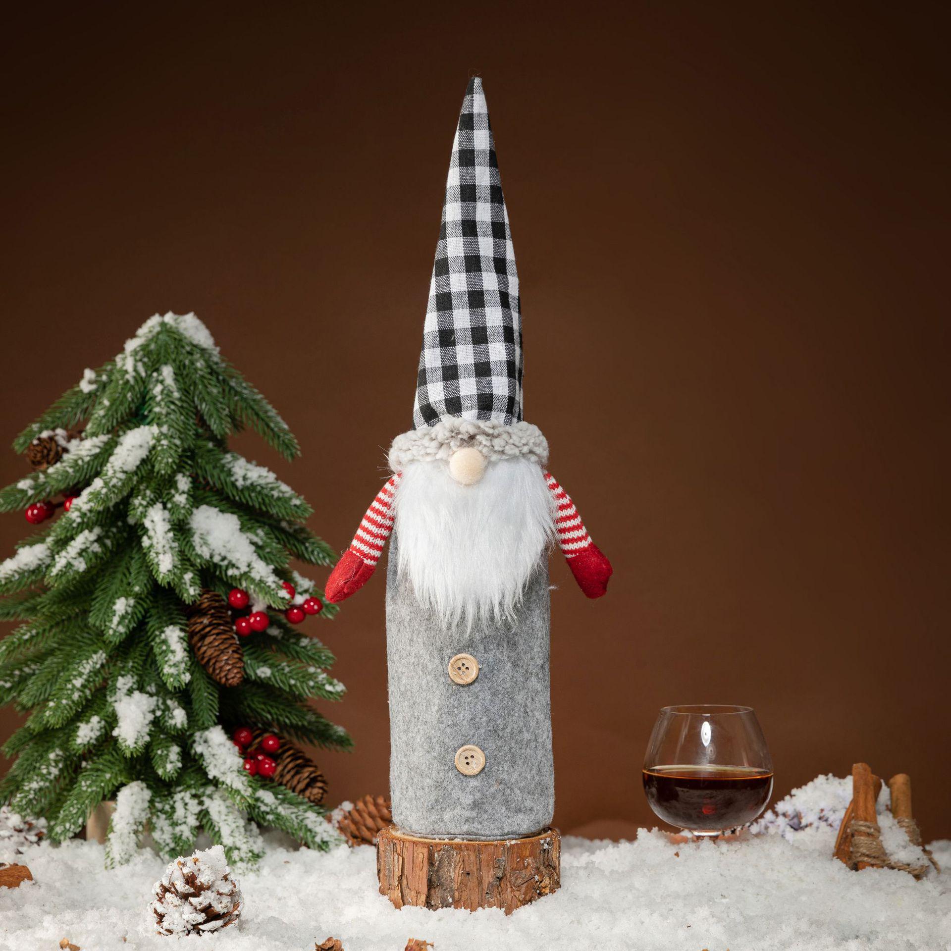 Xintuan Nordic Red Wine & Champagne Plaid Cover - Faceless Man Christmas Tree Decoration серый