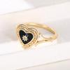 Huitan Black Heart Enamel Rings with Shiny Sun Design New Rings for Women Wedding Party Statement Female Accessories Jewelry