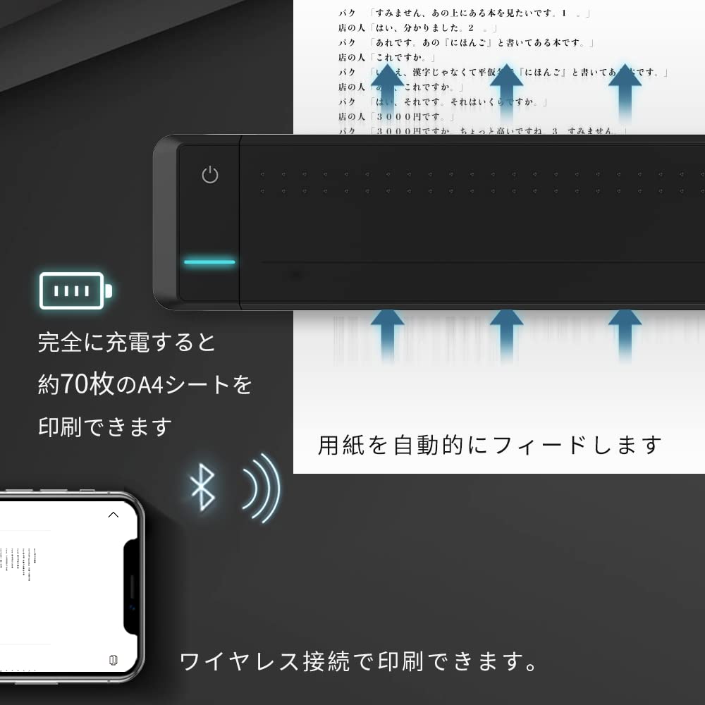 HPRT A4 Imprimantă mobilă MT800 Set Panglică de cerneală cu carcasă de depozitare de protecție Monocrom Mic Mini Compact Portabil Transfer termic Business în aer liber