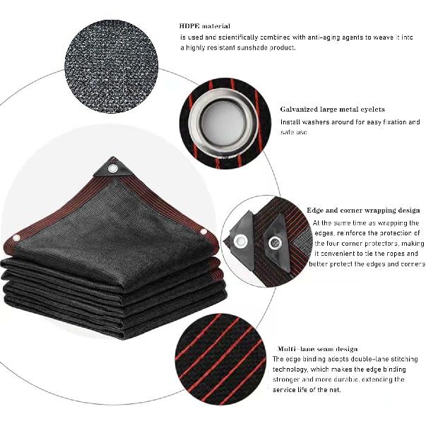 Kaniya 90% Black Shade Cloth for Garden 6.5FTx16FT Mesh Greenhouse Sun Shade Fabric,use in Chicken coops, carportsgazebos, Plant Shade and Building