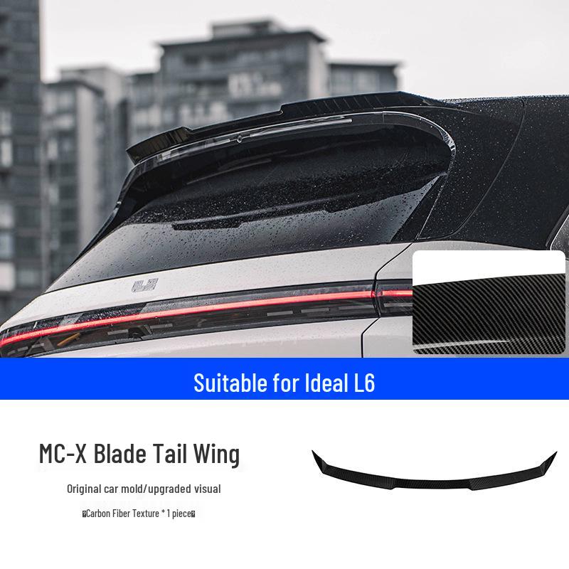 Upgrade Li Auto L6/L7/L8/L9 with Black Warrior MC sports rear and top wing kit, no drilling needed.