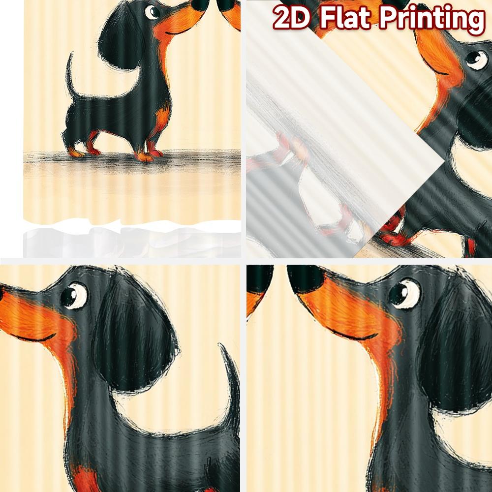 2D flat printing 2pcs Party Curtains Cute Dachshund Couple Hearts Digital Printed Polyester Drapes Festive Curtains for Festive