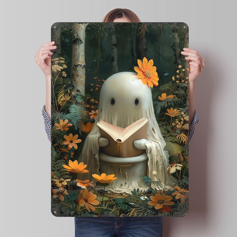 

Ghost Sitting on Toilett Tinplate Poster Customized Wall Art Vintage Retro Metal Signs for Home Decor Bedroom Decoration Room 20x30cm（7.8x11.8inch）