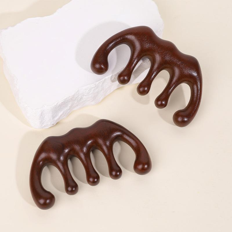 Wood Therapy Massage Comb Head Face Scalp Gua Sha Massager Natural Facial Sandalwood Wide Tooth Guasha Scraping Body Massage