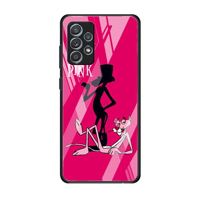 

Милый стеклянный чехол с розовой пантерой для Samsung Galaxy A52 A32 A51 A12 A22 A21s A50 A71 A53 A70 A31 A33 A72 A10, закаленный чехол для телефона Samsung A71