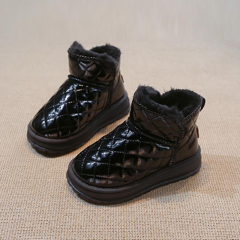 

2025 Зимние повседневные сноубутсы на флисовой подкладке для детей - Кожаные для девочек и Хлопковые для мальчиков 26-30