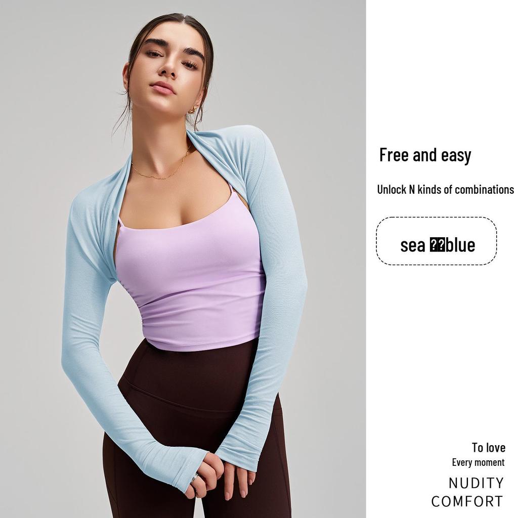 Curated Sports Long Sleeve Yoga Cardigan - Solid Color Shawl for Armpit Coverage & Training