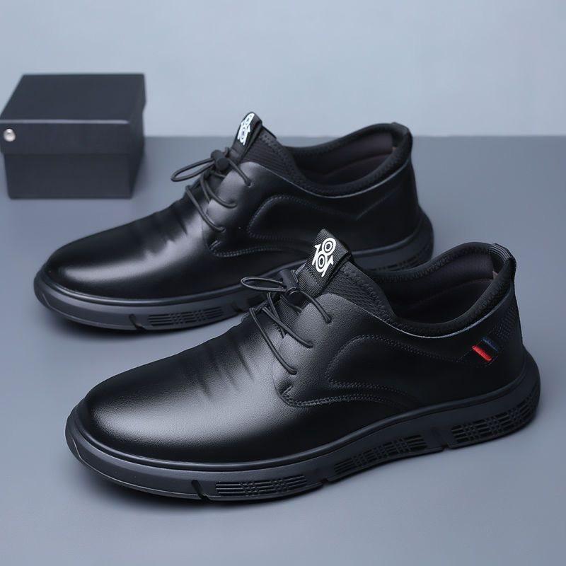 Men's Non Slip Waterproof Kitchen Wear-resistant Black Shoes Work Shoes Casual Work Safety Leather Shoes