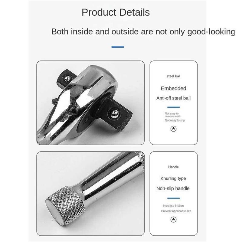 

A25F-1/2 & 3/8 And 1/4 & 3/8 Ratchet Wrench Tool Double End Spanner Tools 72 Teeth Ratchet Socket Wrench серебряный