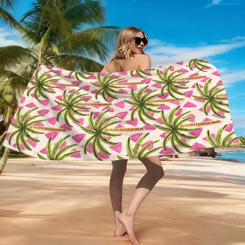 Tropical Coconut Tree Beach Towel Quick-Drying Small To Large Towel Suitable For Beach Yoga Pool Summer Funny Gift For Friends