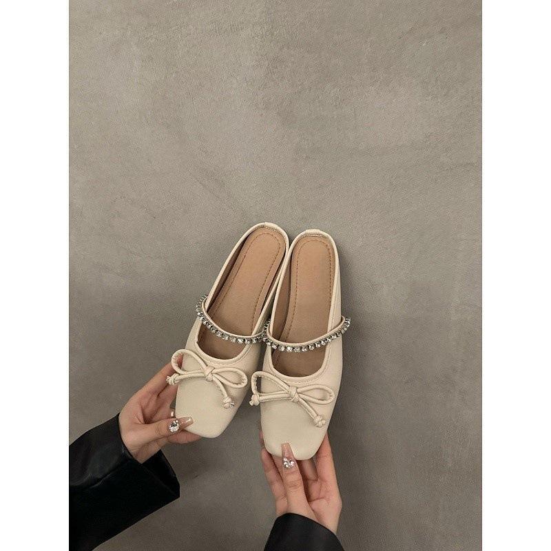 Flache Sohle Silber sanfte Tasche Kopf Halbschuhe Feenschuhe tragen neu Frühling Schleife einzelne Schuhe