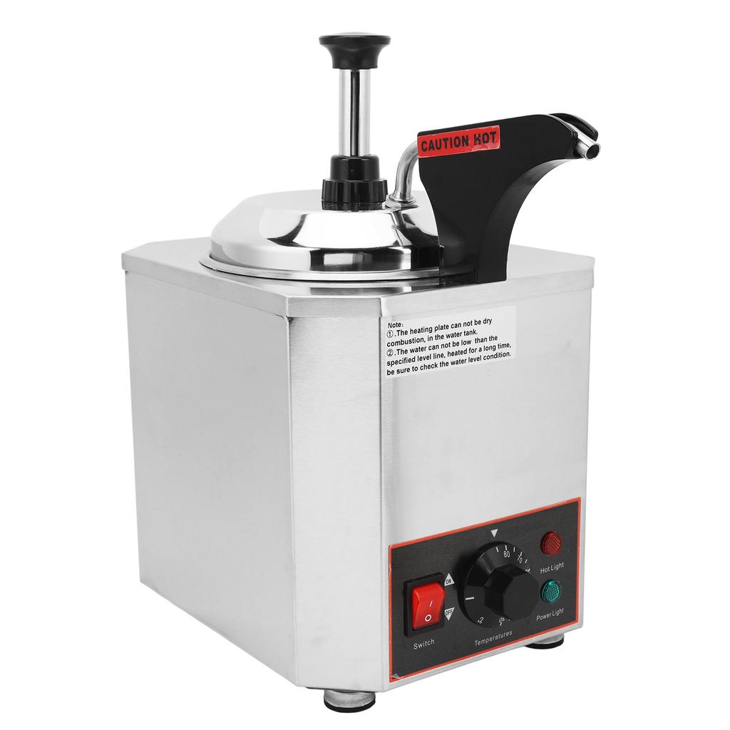 2L Sauce Warmer Dispenser Stainless Steel 30‑85 degrees C Adjustable Electric Cheese Dispenser with Pump for Home