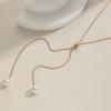 Minimalist Temperament Long Pull-out Adjustable Pearl Tassel Pendant Y-shaped Chain Necklace for Women Collar Chain Jewelry Gift