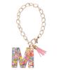 Cute Bottle Chain Letter Charm Accessories Tassel Charm Colorful Heart Initial Keychain Decor Pink Handle Charm for Cup