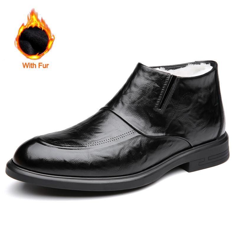 Fashion Men's Leather Shoes Chelsea Boots Solid Color British Style Business Dress Shoes Fleece Chelsea Boots Fashion Casual Shoes Man